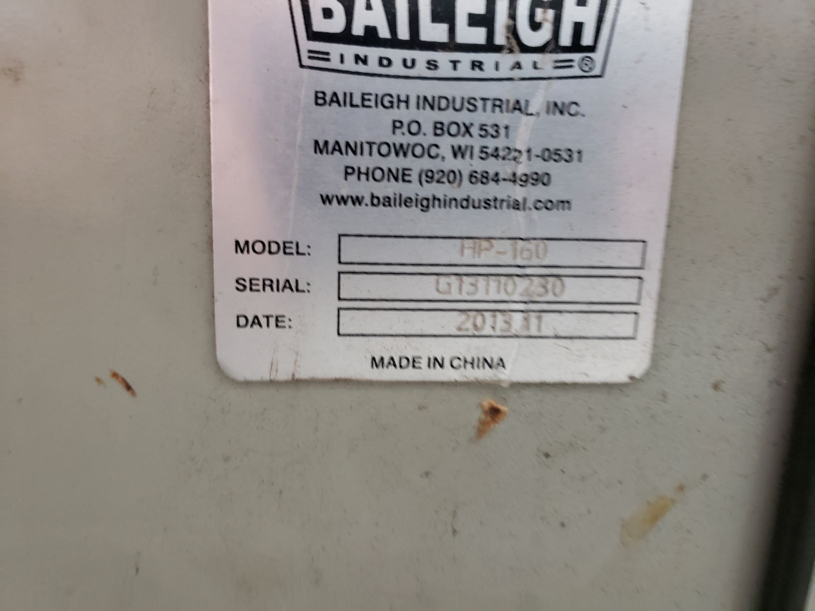 Baileigh HP-160 Manual Sheet Metal Punch